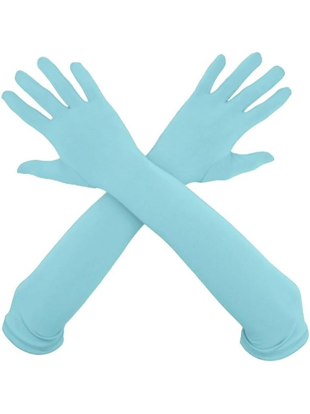 Women's Light Blue 18" Elbow Length Stretchy Costume Bridesmaids Spandex Gloves